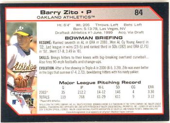 2004 Bowman Chrome #84 Barry Zito Back
