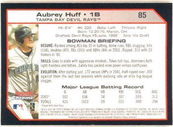 2004 Bowman Chrome #85 Aubrey Huff Back