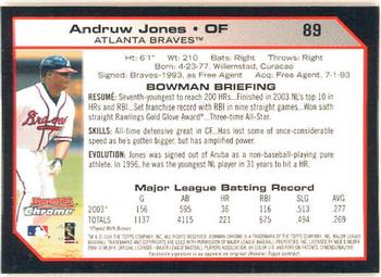 2004 Bowman Chrome #89 Andruw Jones Back