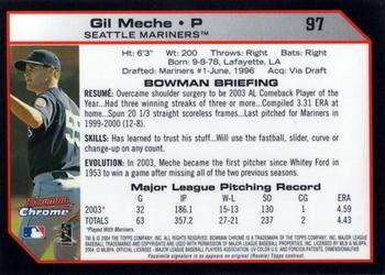 2004 Bowman Chrome #97 Gil Meche Back