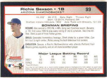 2004 Bowman Chrome #99 Richie Sexson Back
