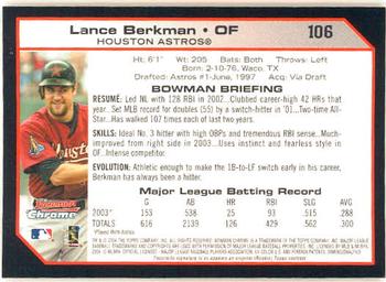 2004 Bowman Chrome #106 Lance Berkman Back