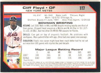 2004 Bowman Chrome #117 Cliff Floyd Back
