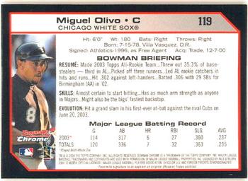 2004 Bowman Chrome #119 Miguel Olivo Back