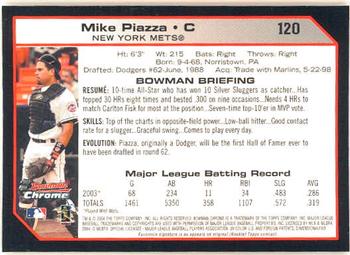 2004 Bowman Chrome #120 Mike Piazza Back