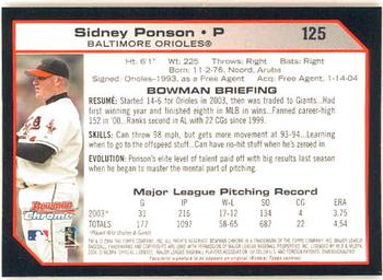 2004 Bowman Chrome #125 Sidney Ponson Back