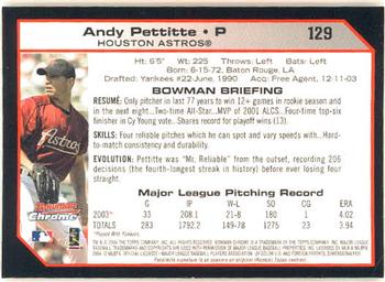 2004 Bowman Chrome #129 Andy Pettitte Back