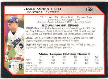 2004 Bowman Chrome #139 Jose Vidro Back