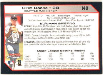 2004 Bowman Chrome #140 Bret Boone Back