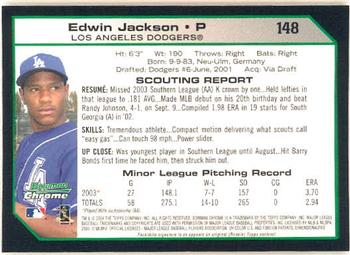2004 Bowman Chrome #148 Edwin Jackson Back