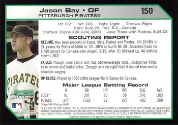2004 Bowman Chrome #150 Jason Bay Back