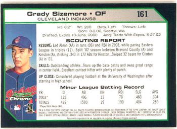 2004 Bowman Chrome #161 Grady Sizemore Back