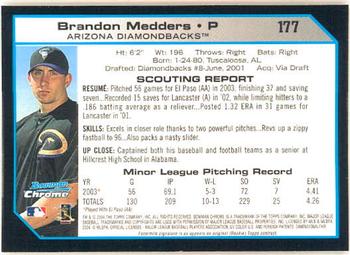 2004 Bowman Chrome #177 Brandon Medders Back
