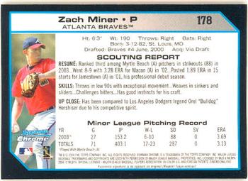 2004 Bowman Chrome #178 Zach Miner Back