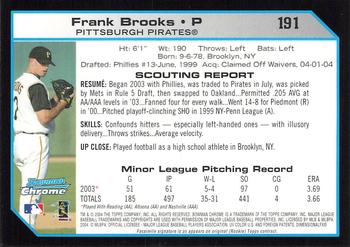 2004 Bowman Chrome #191 Frank Brooks Back