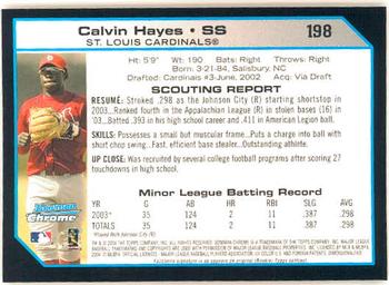 2004 Bowman Chrome #198 Calvin Hayes Back
