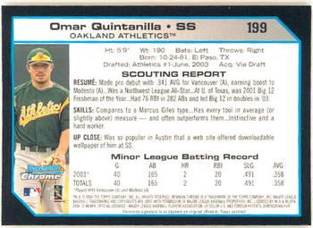 2004 Bowman Chrome #199 Omar Quintanilla Back