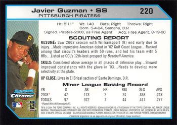 2004 Bowman Chrome #220 Javier Guzman Back