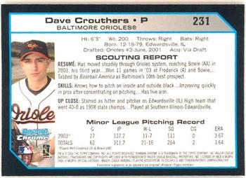 2004 Bowman Chrome #231 Dave Crouthers Back