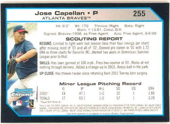 2004 Bowman Chrome #255 Jose Capellan Back