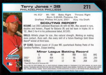 2004 Bowman Chrome #271 Terry Jones Back