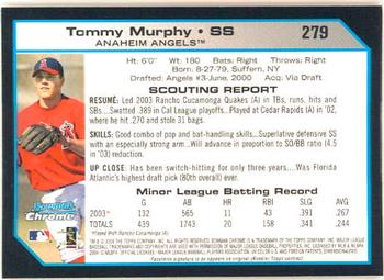 2004 Bowman Chrome #279 Tommy Murphy Back
