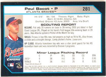 2004 Bowman Chrome #281 Paul Bacot Back