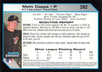 2004 Bowman Chrome #282 Matt Capps Back
