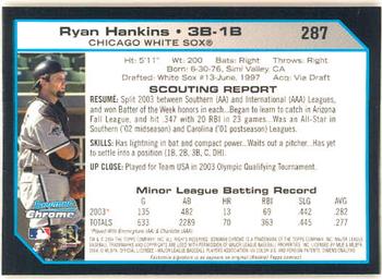 2004 Bowman Chrome #287 Ryan Hankins Back