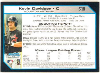 2004 Bowman Chrome #318 Kevin Davidson Back