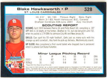 2004 Bowman Chrome #328 Blake Hawksworth Back