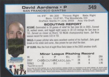 2004 Bowman Chrome #349 David Aardsma Back
