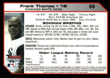 2004 Bowman Chrome #64 Frank Thomas Back