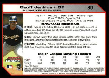 2004 Bowman Chrome #80 Geoff Jenkins Back
