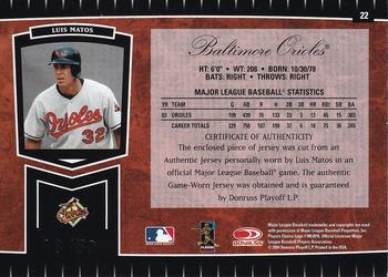 2004 Leaf Certified Cuts - Marble Material Red Position #22 Luis Matos Back