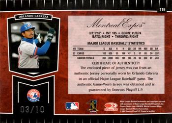 2004 Leaf Certified Cuts - Marble Material Red Position #119 Orlando Cabrera Back