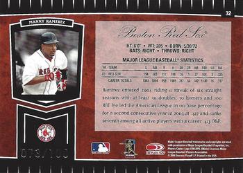 2004 Leaf Certified Cuts - Marble Red #32 Manny Ramirez Back