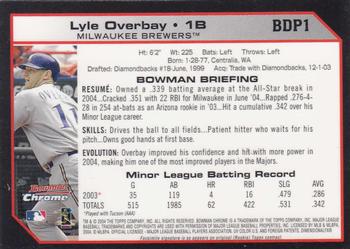 2004 Bowman Draft Picks & Prospects - Chrome #BDP1 Lyle Overbay Back