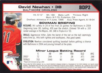 2004 Bowman Draft Picks & Prospects - Chrome #BDP2 David Newhan Back