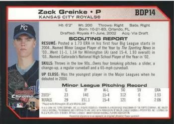 2004 Bowman Draft Picks & Prospects - Chrome #BDP14 Zack Greinke Back