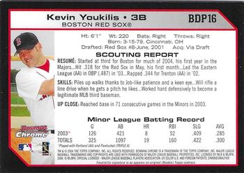 2004 Bowman Draft Picks & Prospects - Chrome #BDP16 Kevin Youkilis Back