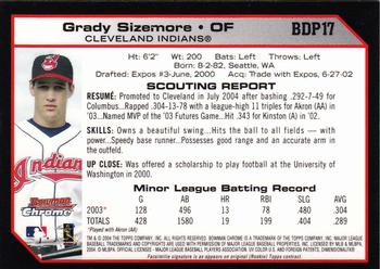 2004 Bowman Draft Picks & Prospects - Chrome #BDP17 Grady Sizemore Back