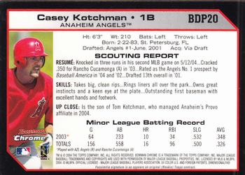 2004 Bowman Draft Picks & Prospects - Chrome #BDP20 Casey Kotchman Back