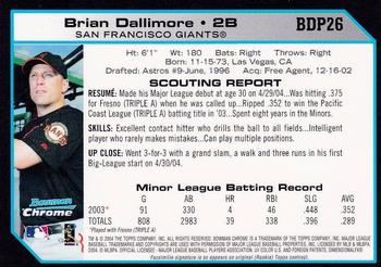 2004 Bowman Draft Picks & Prospects - Chrome #BDP26 Brian Dallimore Back