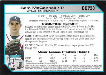 2004 Bowman Draft Picks & Prospects - Chrome #BDP28 Sam McConnell Back