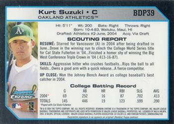 2004 Bowman Draft Picks & Prospects - Chrome #BDP39 Kurt Suzuki Back
