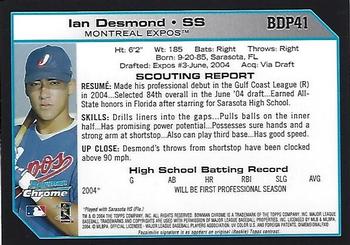 2004 Bowman Draft Picks & Prospects - Chrome #BDP41 Ian Desmond Back