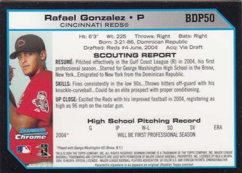 2004 Bowman Draft Picks & Prospects - Chrome #BDP50 Rafael Gonzalez Back