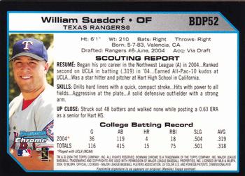 2004 Bowman Draft Picks & Prospects - Chrome #BDP52 William Susdorf Back
