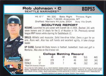 2004 Bowman Draft Picks & Prospects - Chrome #BDP53 Rob Johnson Back